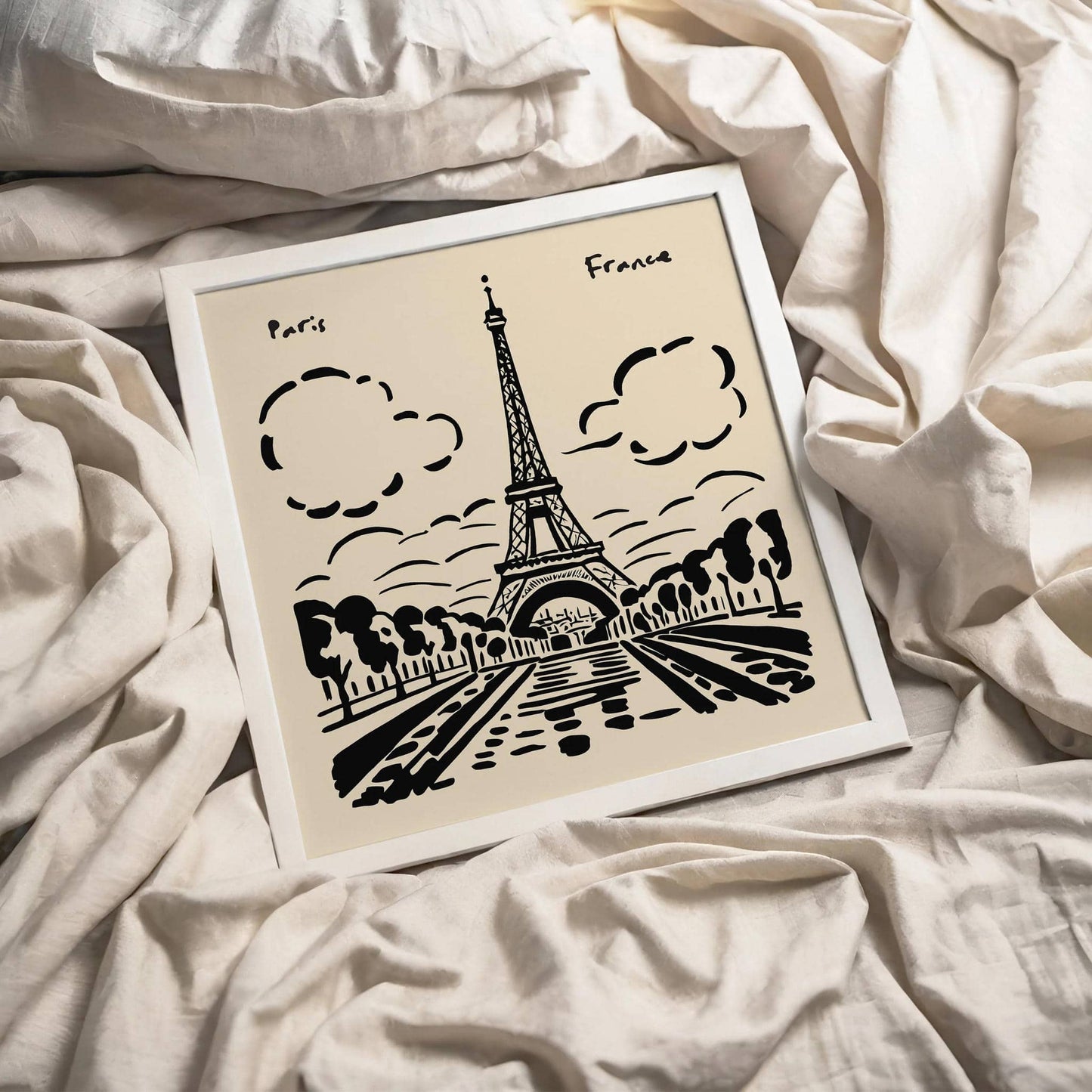 Black Ink Paris Art – France Square Wall Print