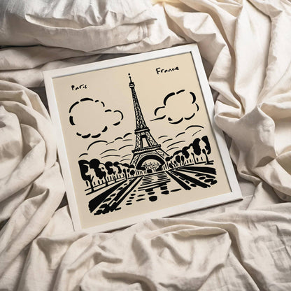 Black Ink Paris Art – France Square Wall Print