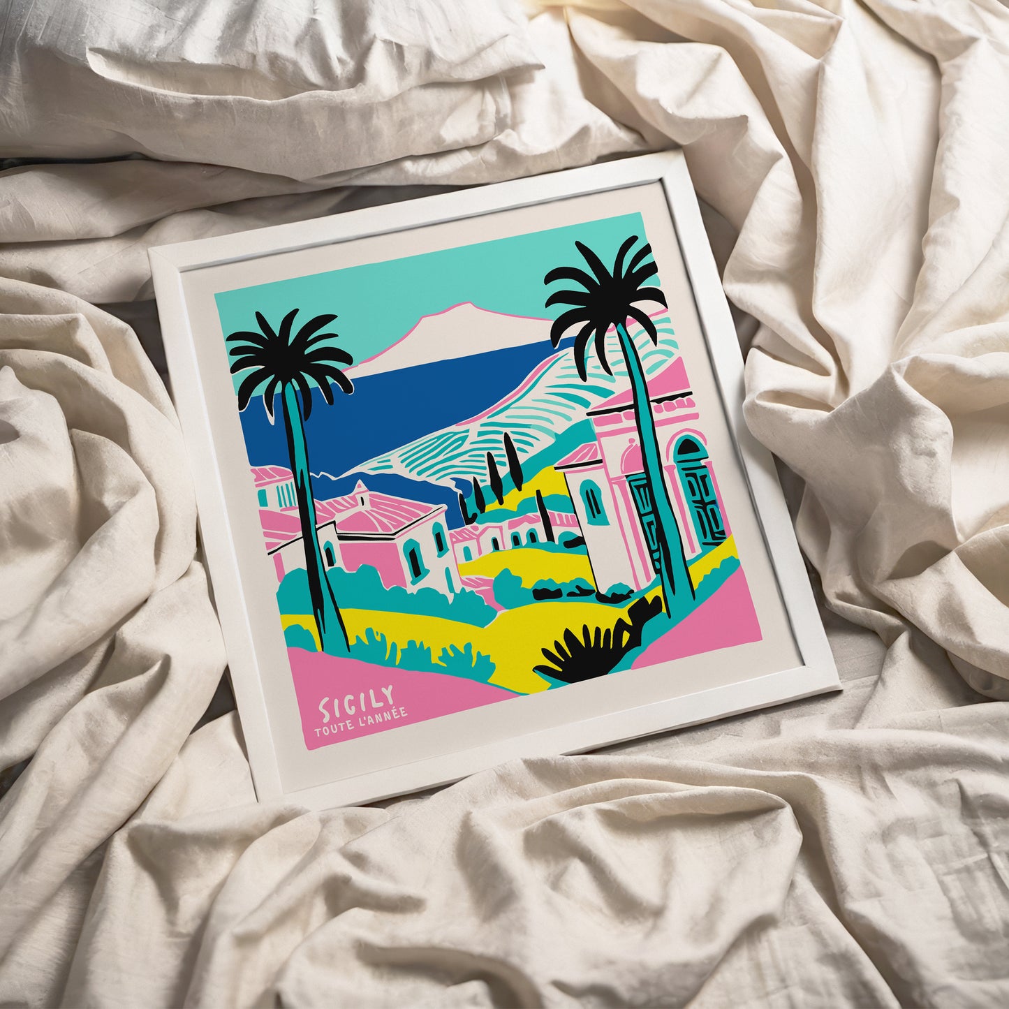 Sicily Tropical Travel Square Art Print 2024