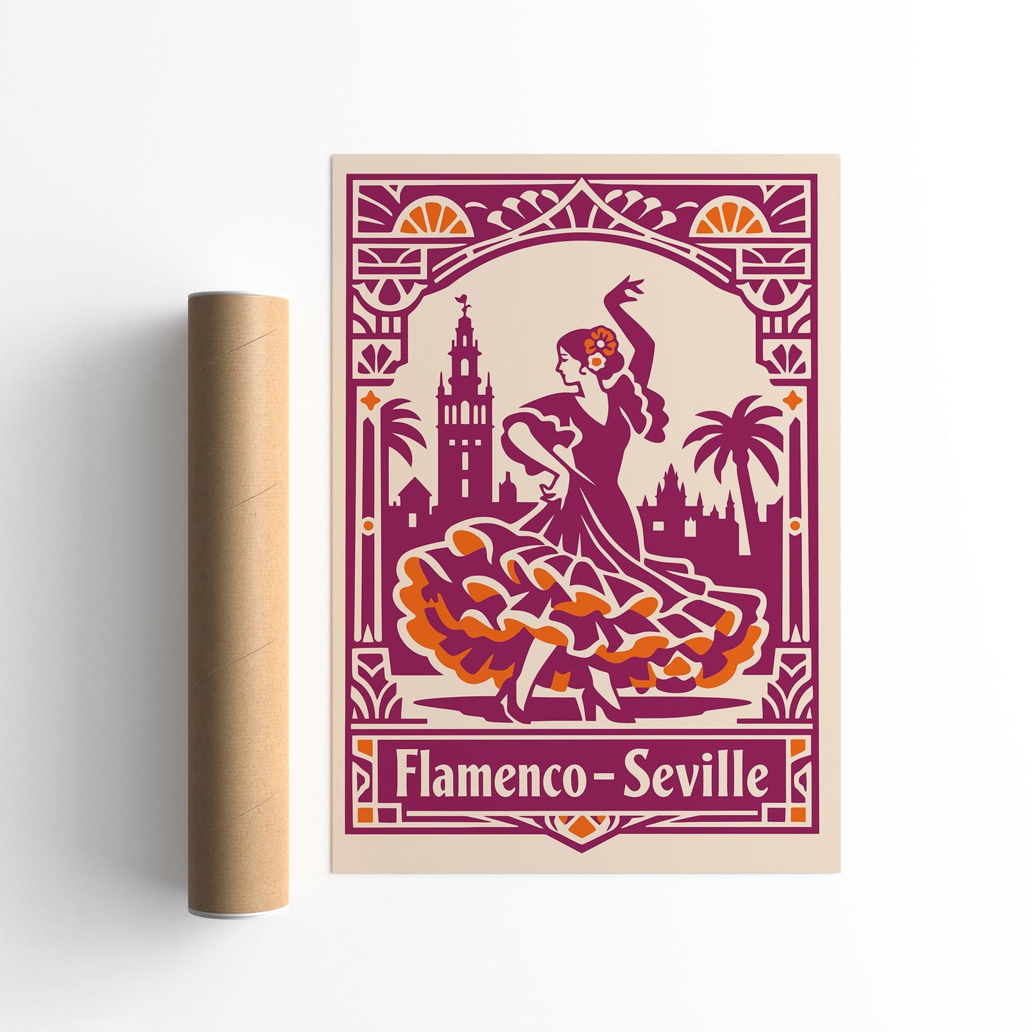Flamenco Seville Poster - Pink Spanish Wall Art