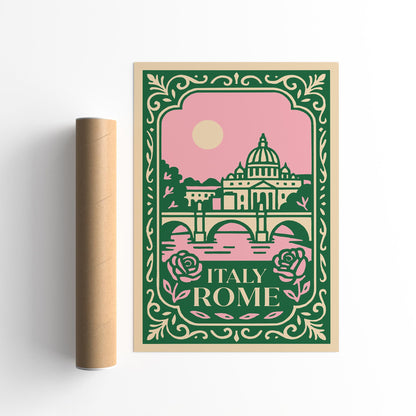 Rome Italy Romantic Cityscape Travel Poster