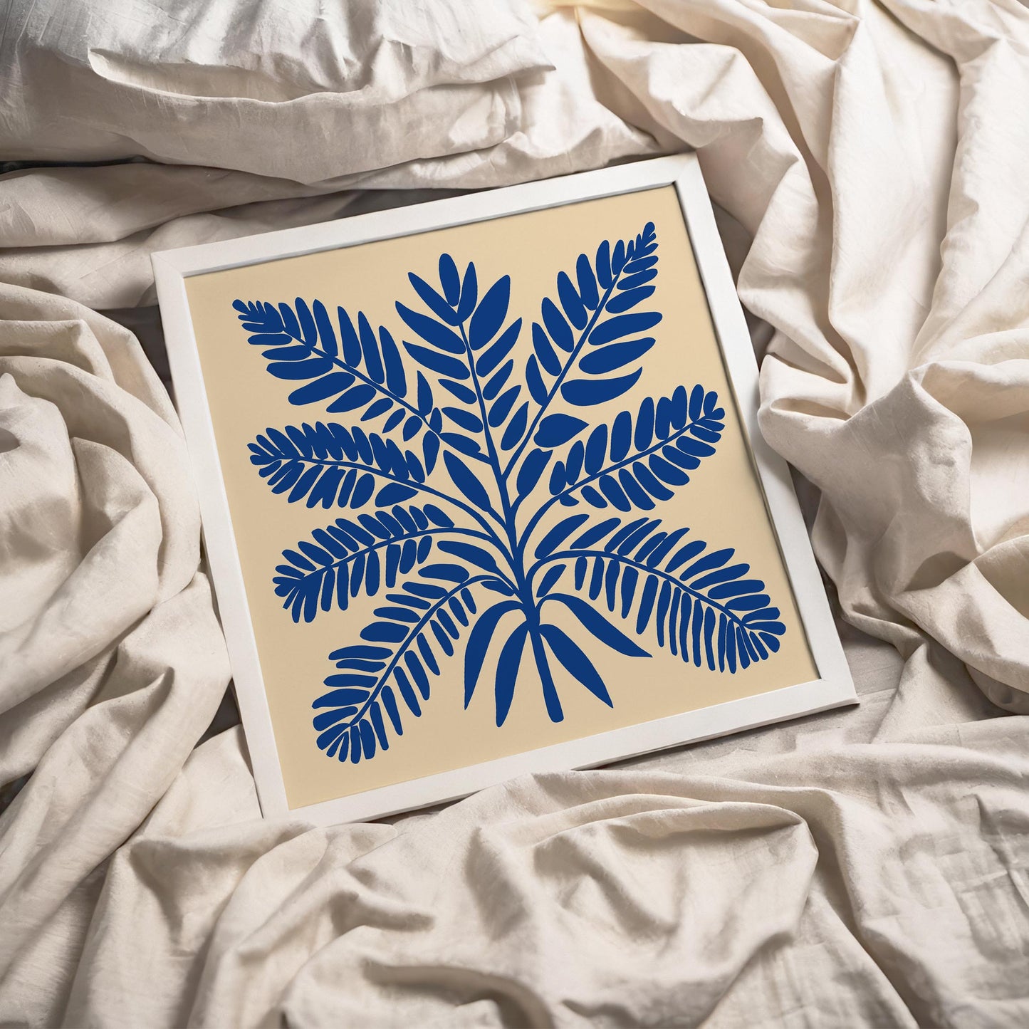 Blue Leaf Wall Art – Square Print