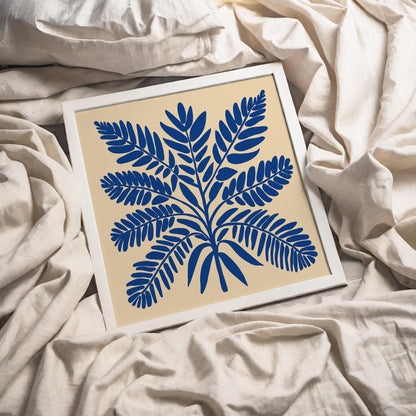 Blue Leaf Wall Art – Square Print