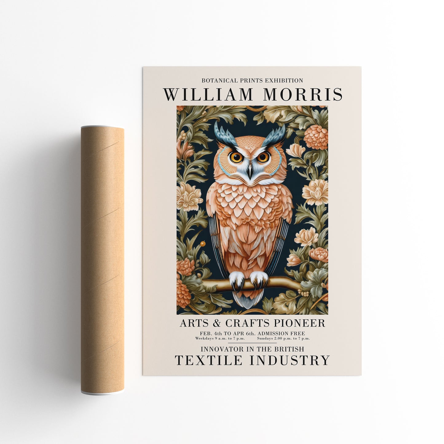 Vintage Owl William Morris Poster