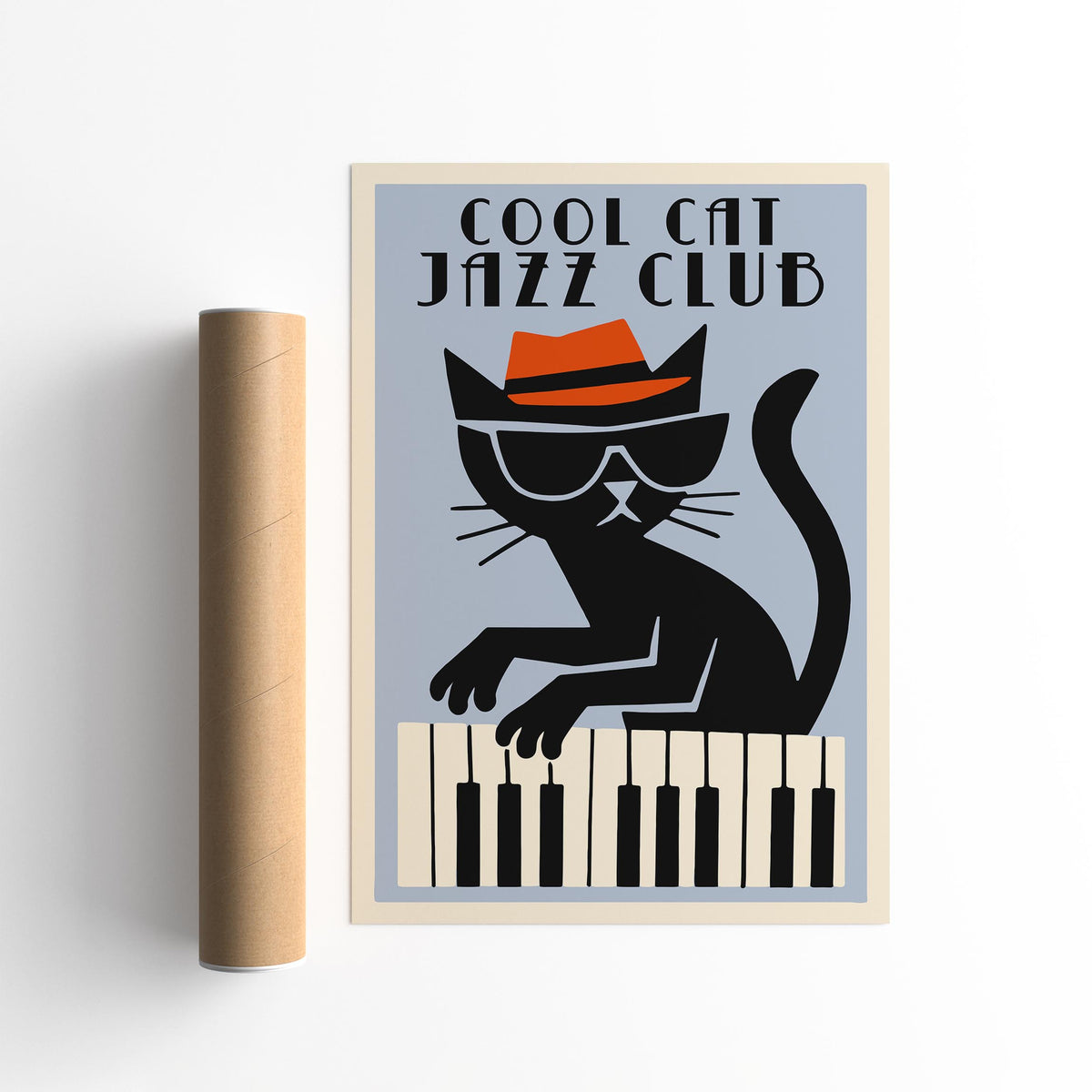 Cool Cat Jazz Club Retro Art Poster