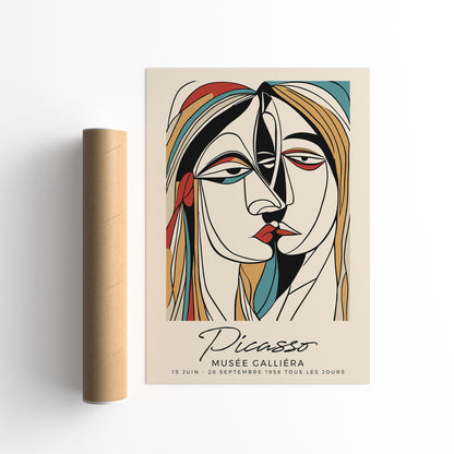 Picasso Line Art Couple Poster