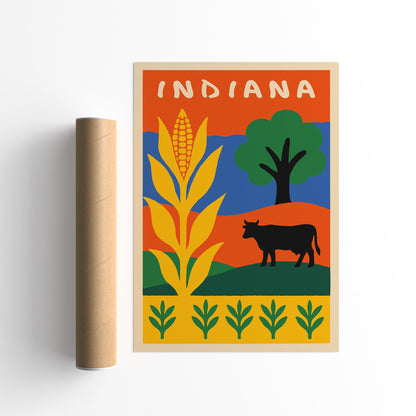 Indiana Travel Colorful Poster
