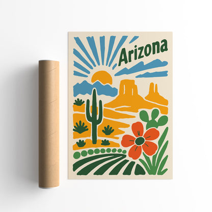 Arizona Travel Poster - Colorful Landscape Art Print