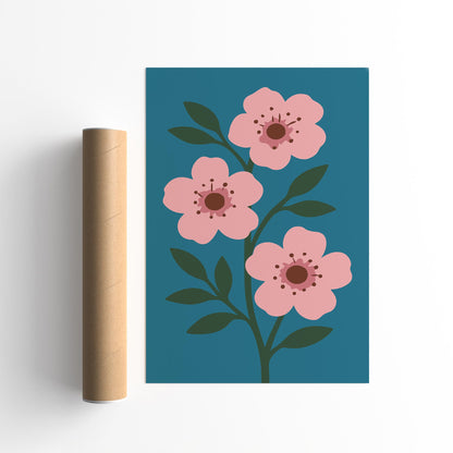 Cherry Blossom Floral Art Print - Eclectic Flowers Poster 2026