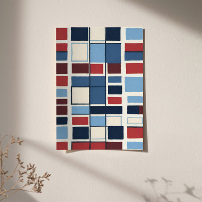 Blue Modern Geometric Design - Bathroom Wall Art