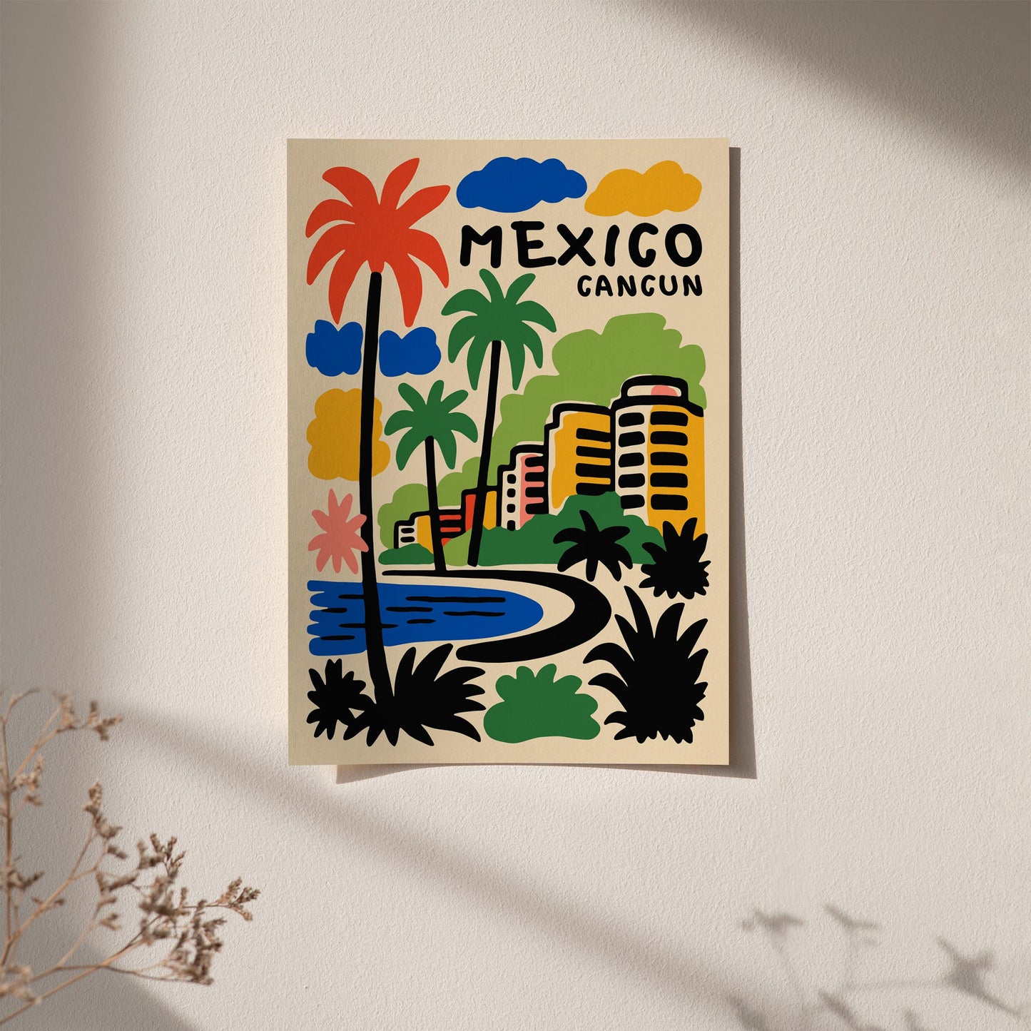 Mexico Cancun Travel Poster - Colorful Mexican Home Decor