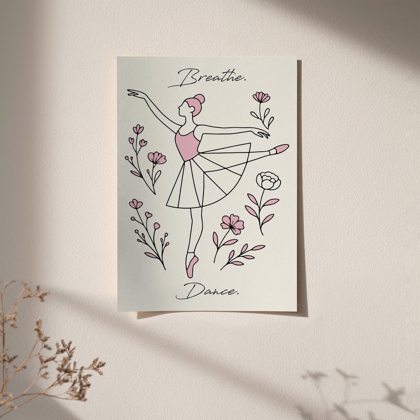 Breathe. Dance. Poster - Minimalist Line Art Print