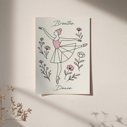 Breathe. Dance. Poster - Minimalist Line Art Print