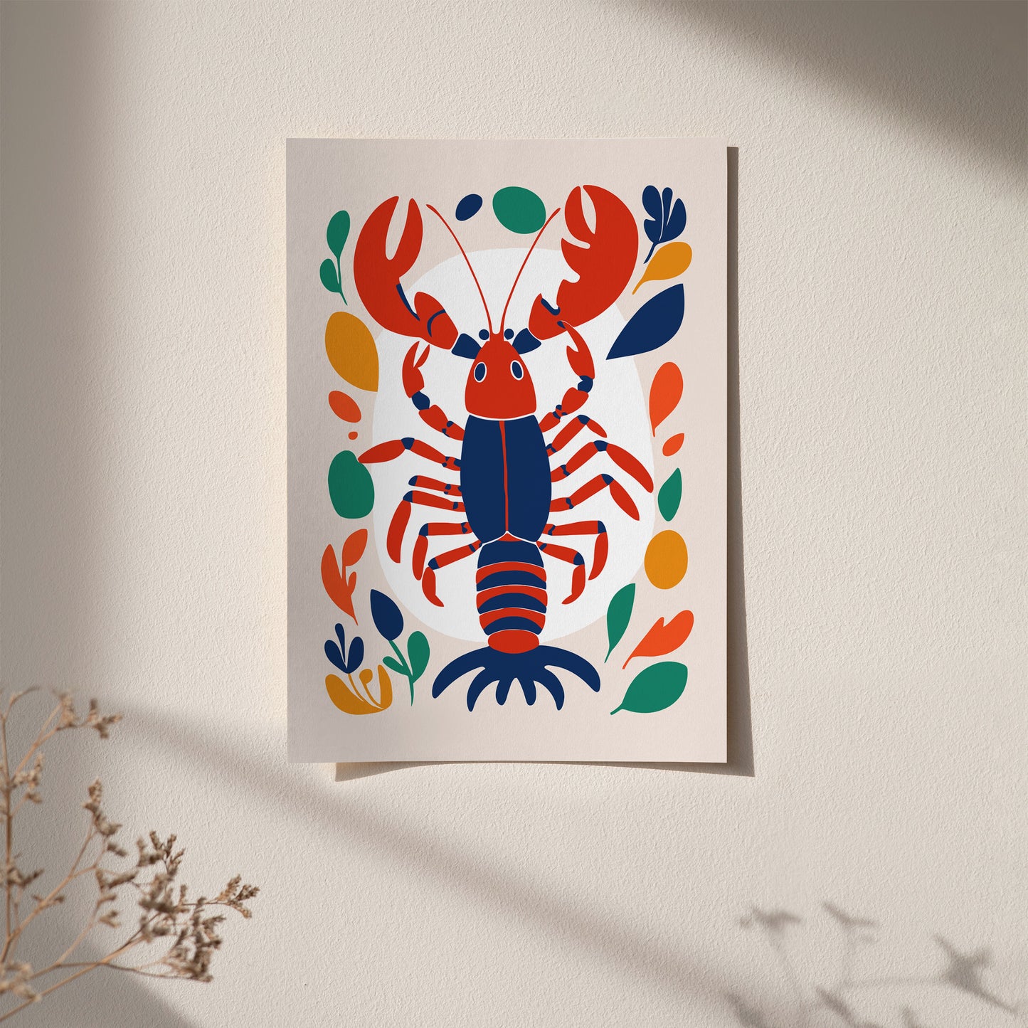 Colorful Lobster Illustration Kitchen Wall Art