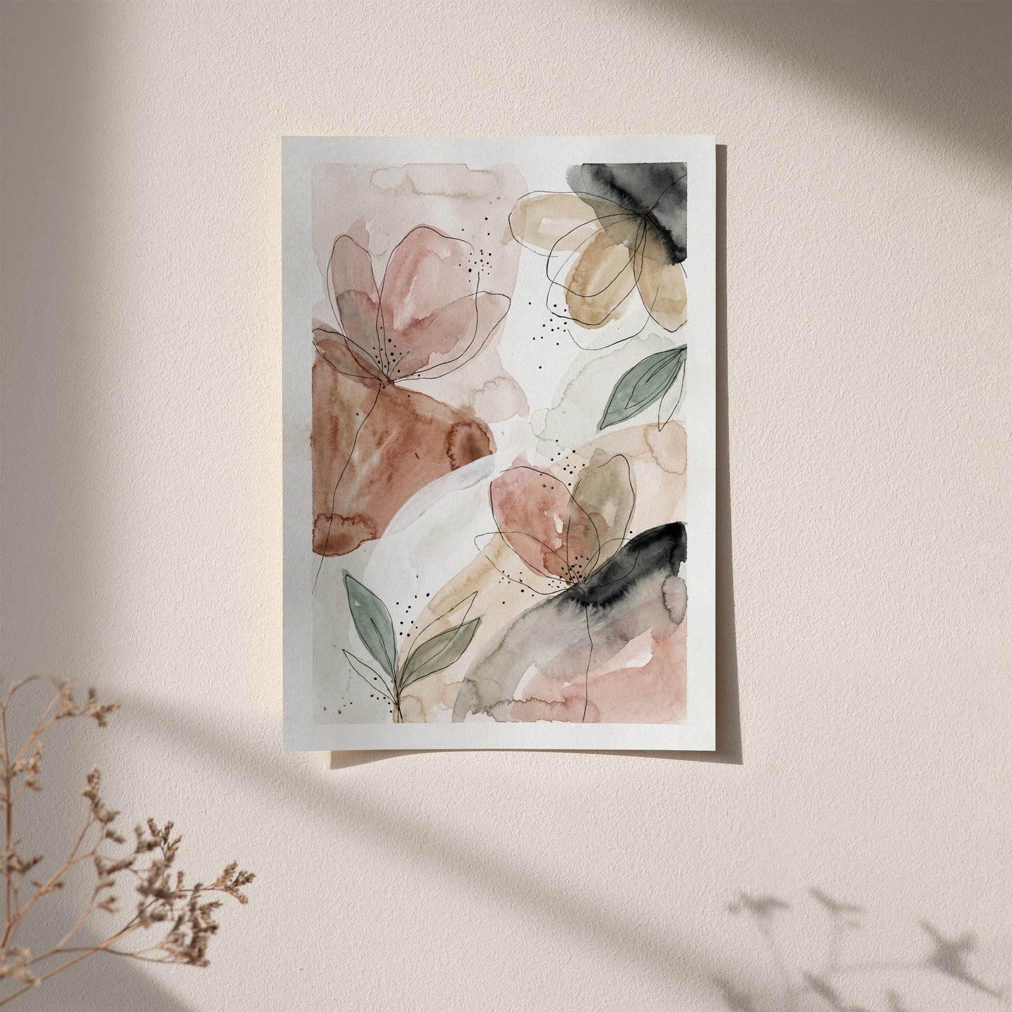 Abstract Botanical Watercolor Poster