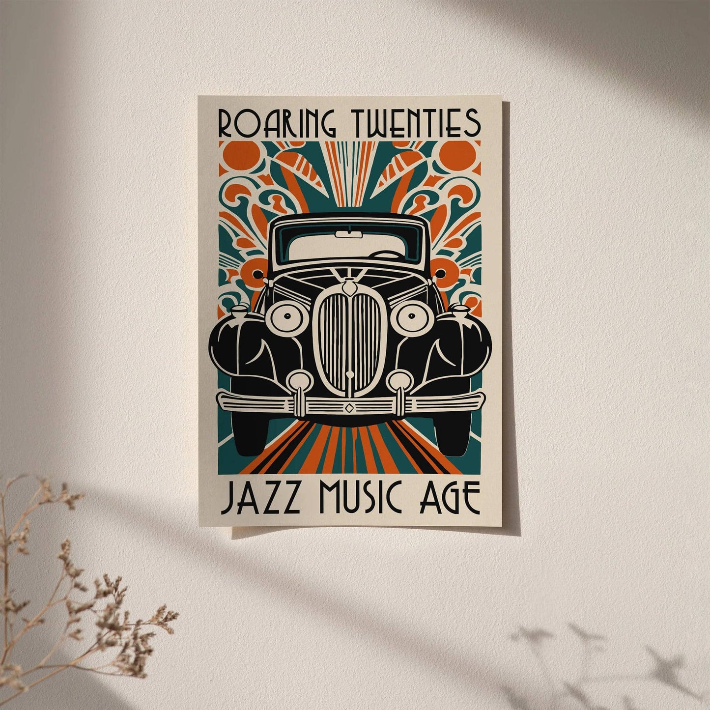 20s Jazz Music Age Old Car Poster
