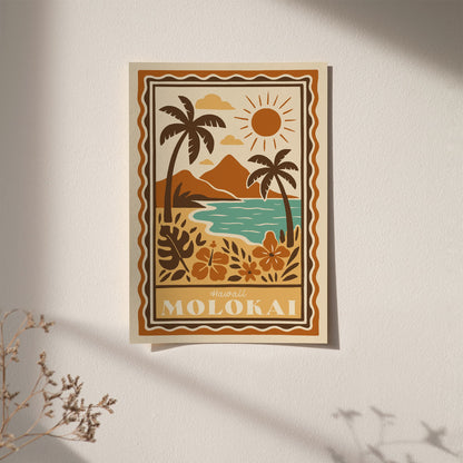 Bohemian Hawaii Print - Molokai Travel Art