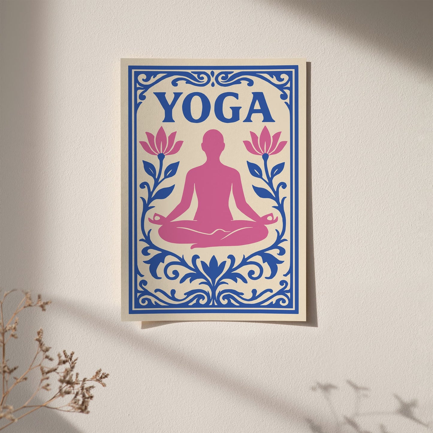 Pink and Blue Yoga Poster