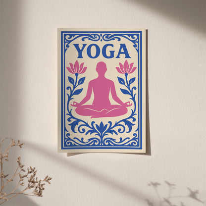 Pink and Blue Yoga Poster