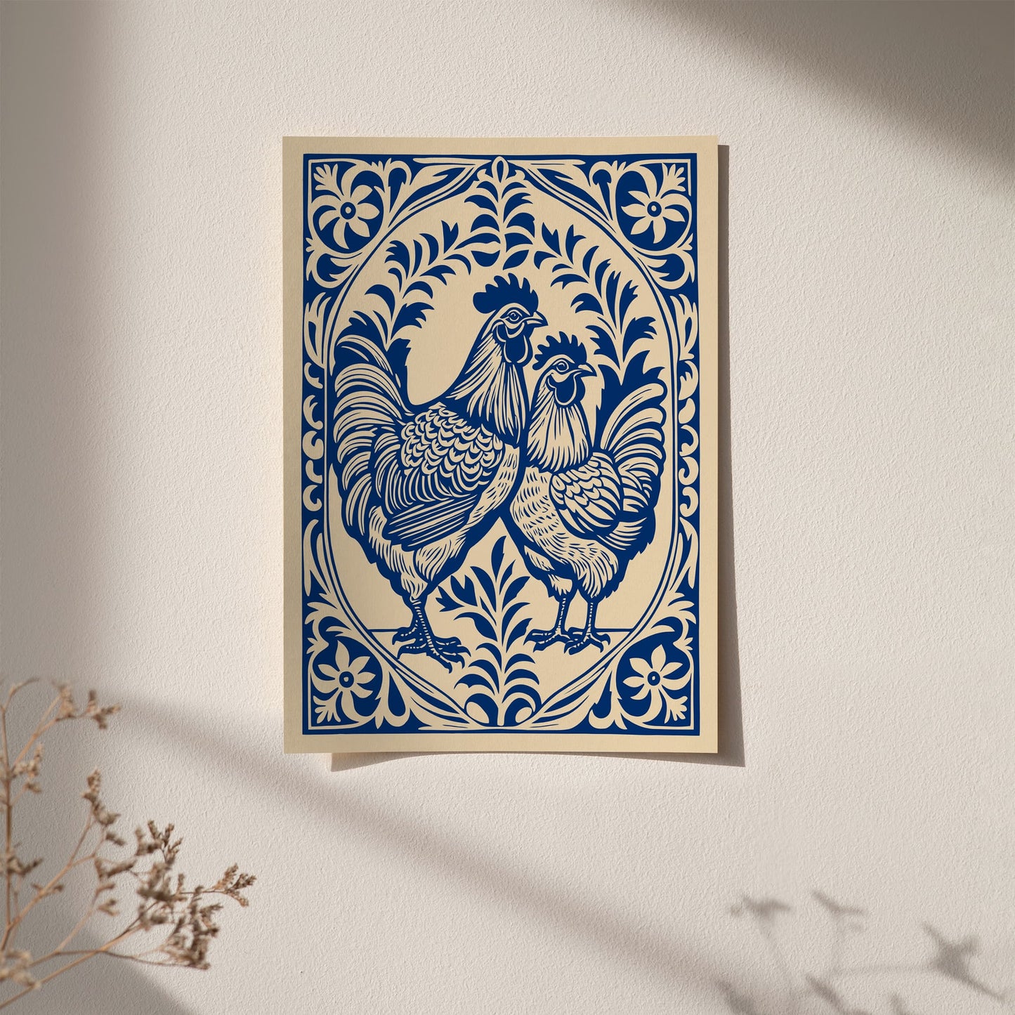Farmhouse Chicken Poster – Rustic Kitchen Wall Art Print