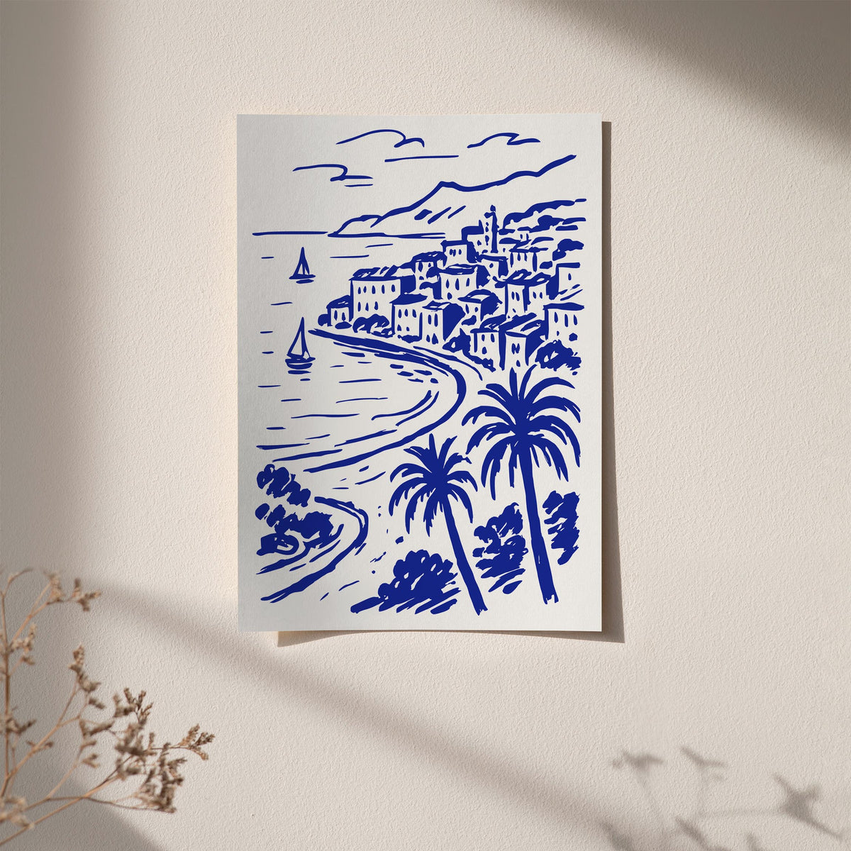 French Riviera Coastal Landscape Travel Poster