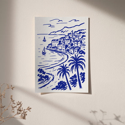 French Riviera Coastal Landscape Travel Poster