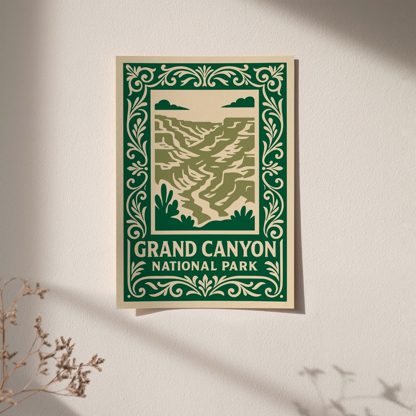 Grand Canyon National Park Green Travel Poster