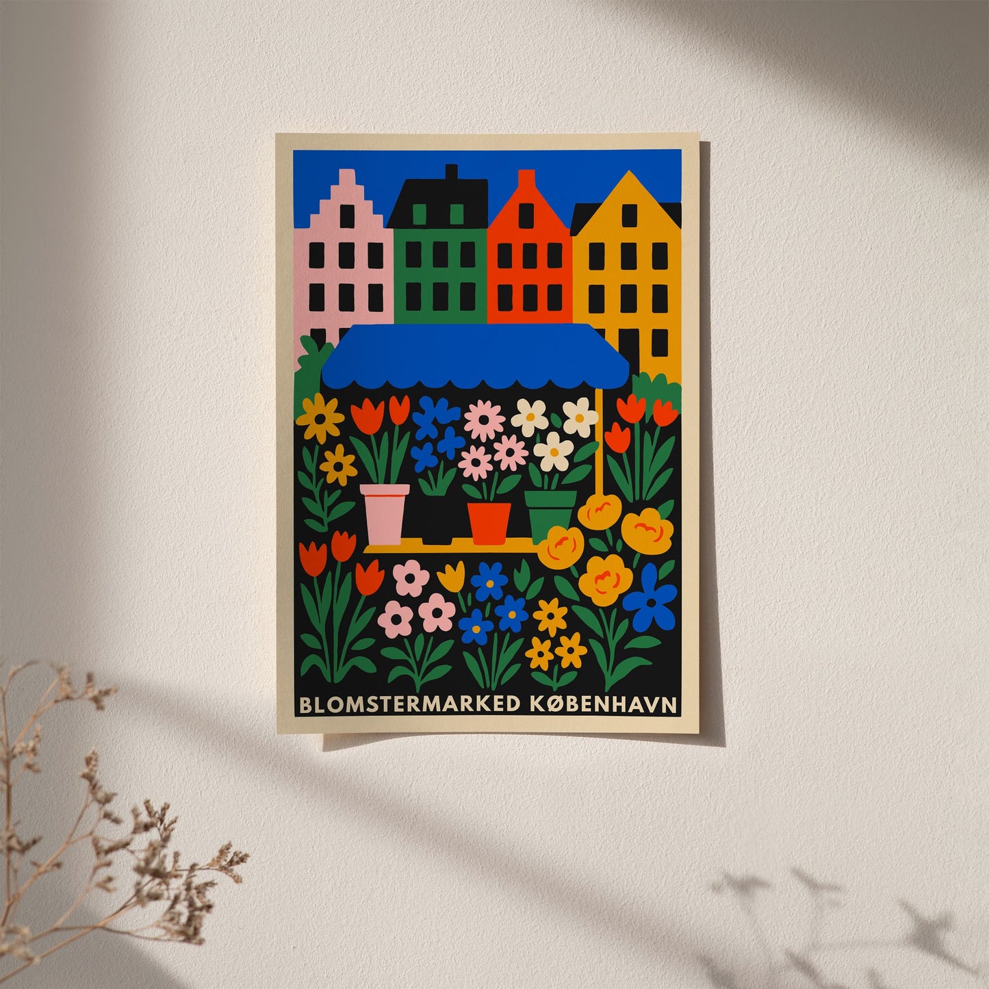 Copenhagen Flower Market Colorful Poster