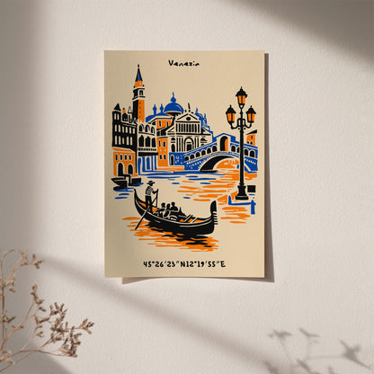 Venice Italy Retro Travel Poster – Vintage Wall Art Print
