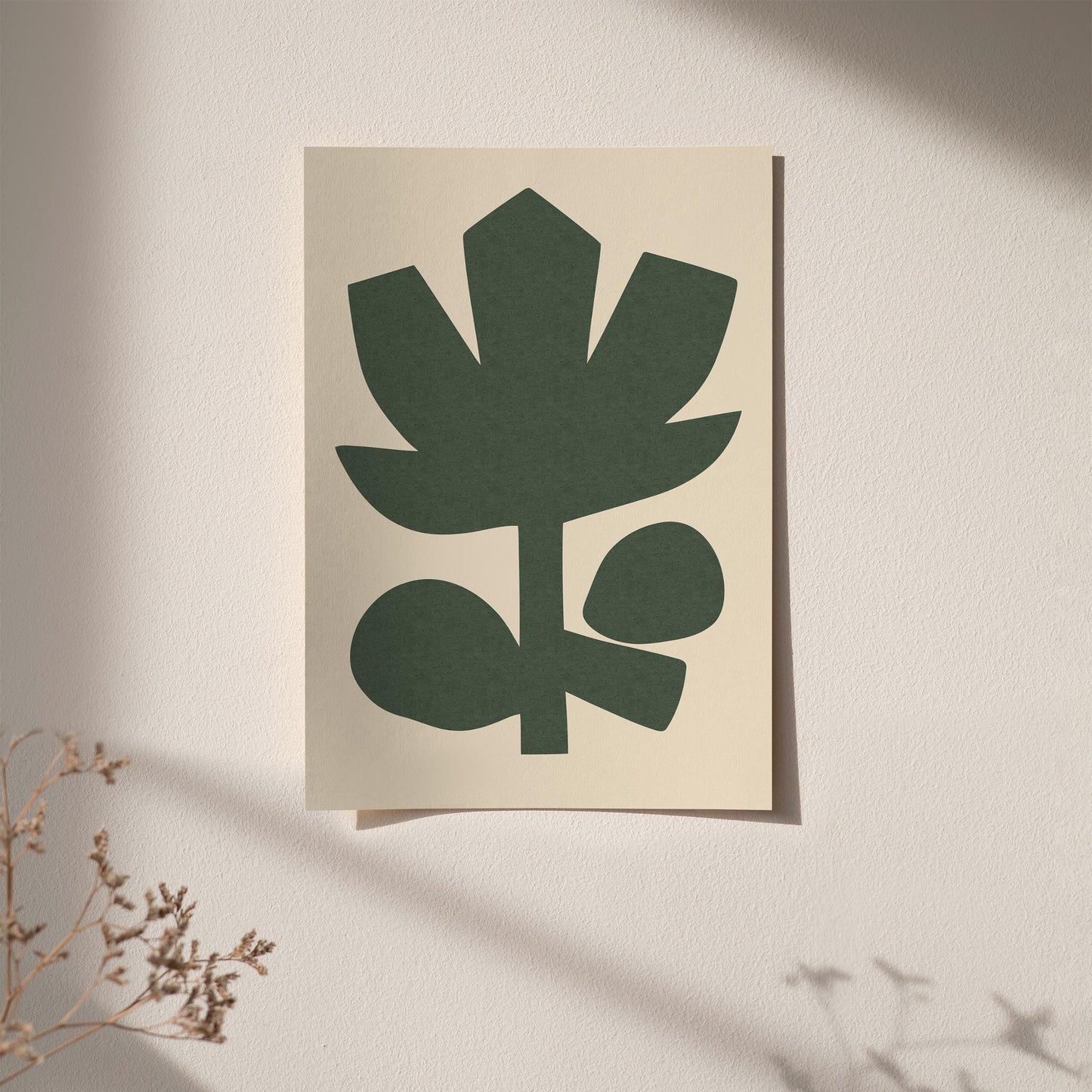 Green Cut Out Abstract Flower Poster