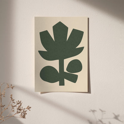 Green Cut Out Abstract Flower Poster