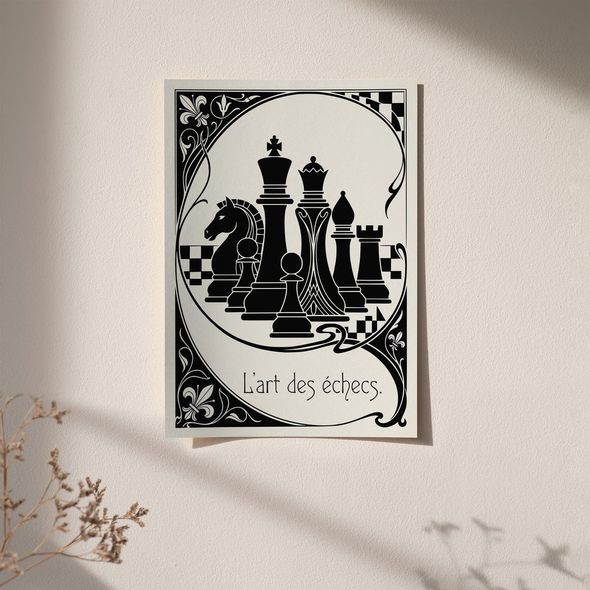 Black and White Vintage Chess Poster