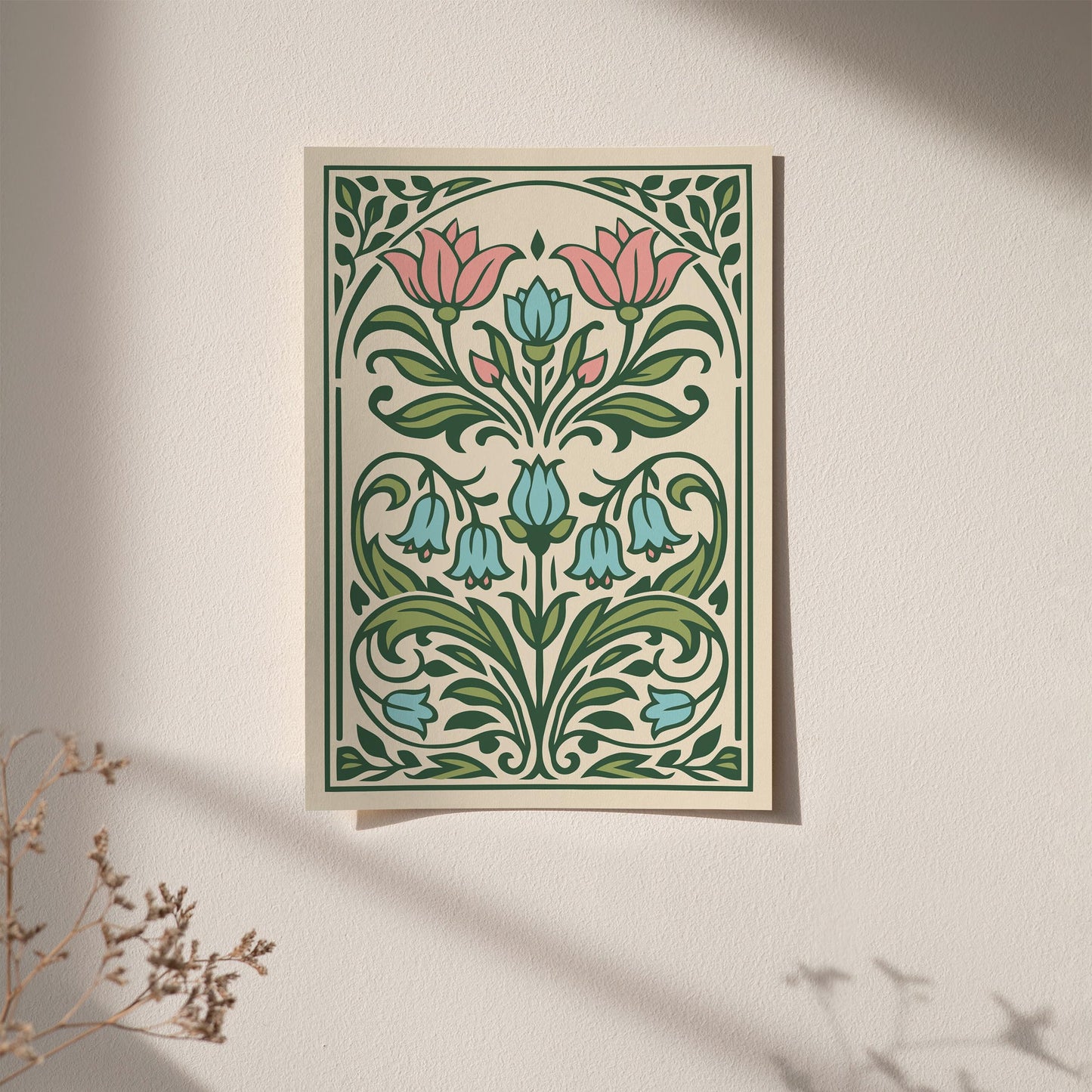 Art Nouveau Floral Wall Art Print – Vintage Botanical Poster