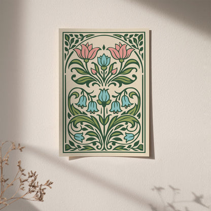 Art Nouveau Floral Wall Art Print – Vintage Botanical Poster