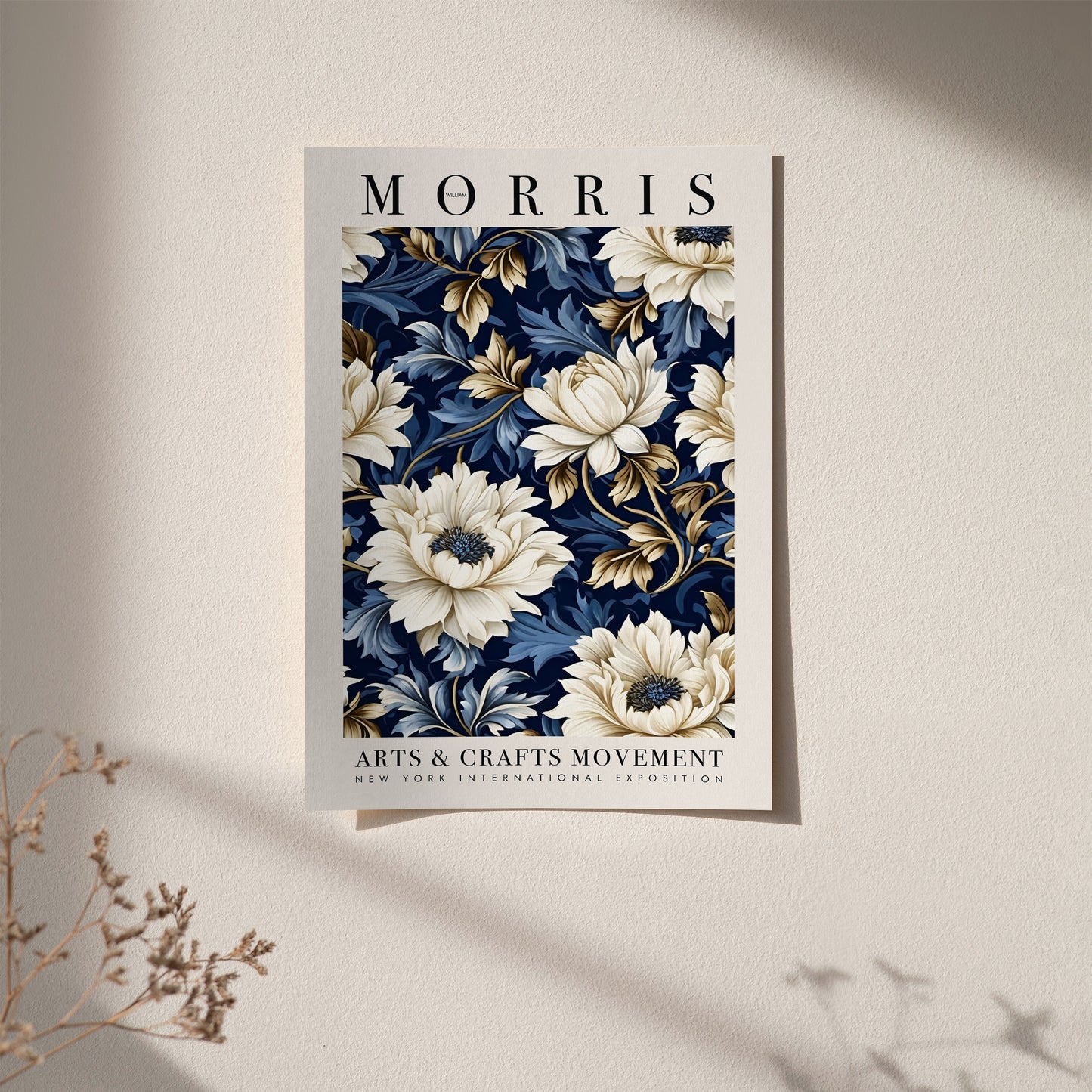 Navy Blue Botanical William Morris Poster