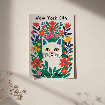 New York City Central Park Cat Poster