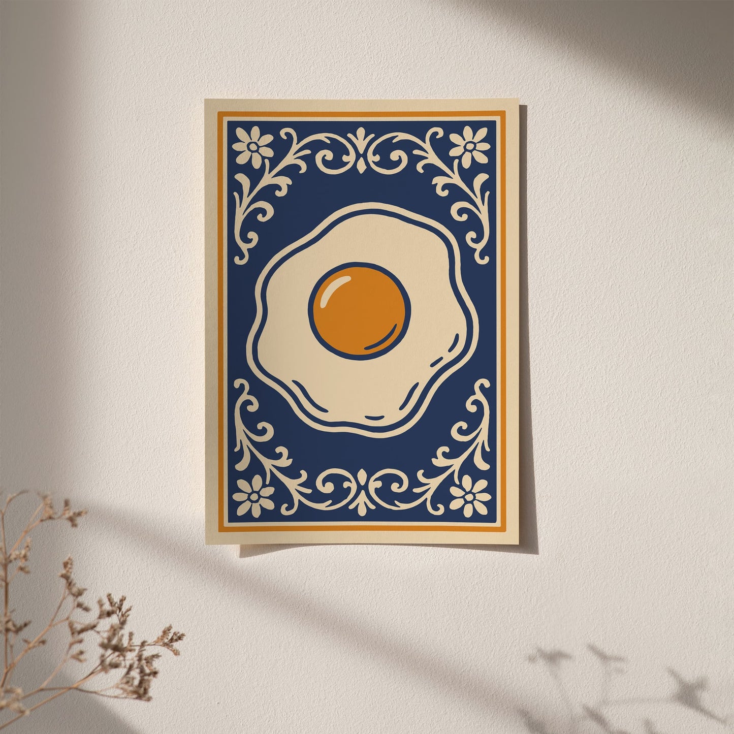 Fried Egg Rococo Style Poster - Elegant Kitchen Wall Art