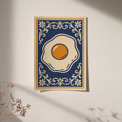Fried Egg Rococo Style Poster - Elegant Kitchen Wall Art