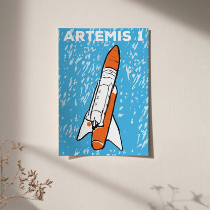 Artemis 1 Blue Art Print - Kids Room Decor