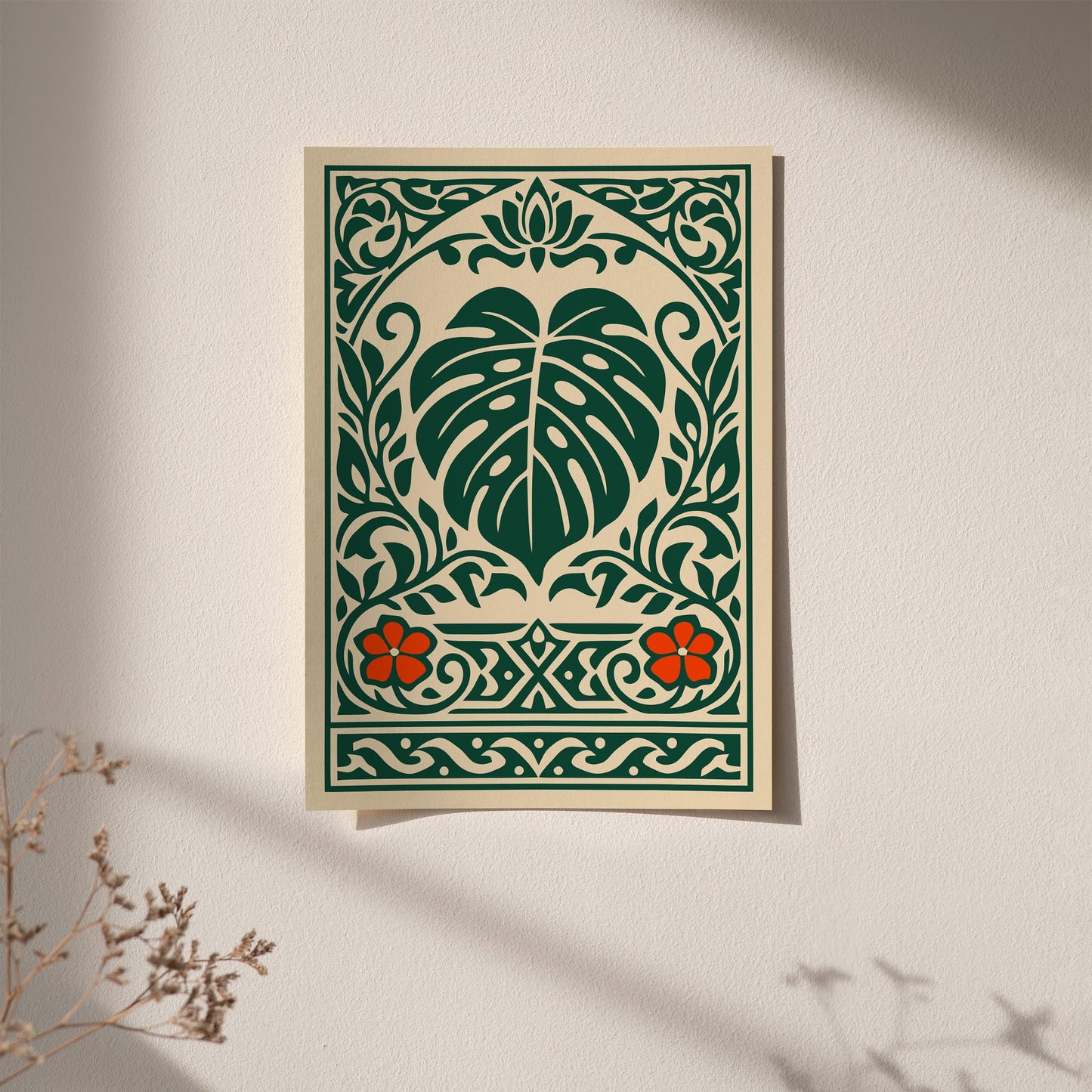 Monstera Deliciosa Poster – Boho Botanical Leaf Wall Art Print