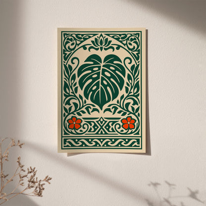 Monstera Deliciosa Poster – Boho Botanical Leaf Wall Art Print