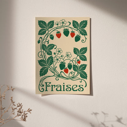 Vintage Strawberry Poster