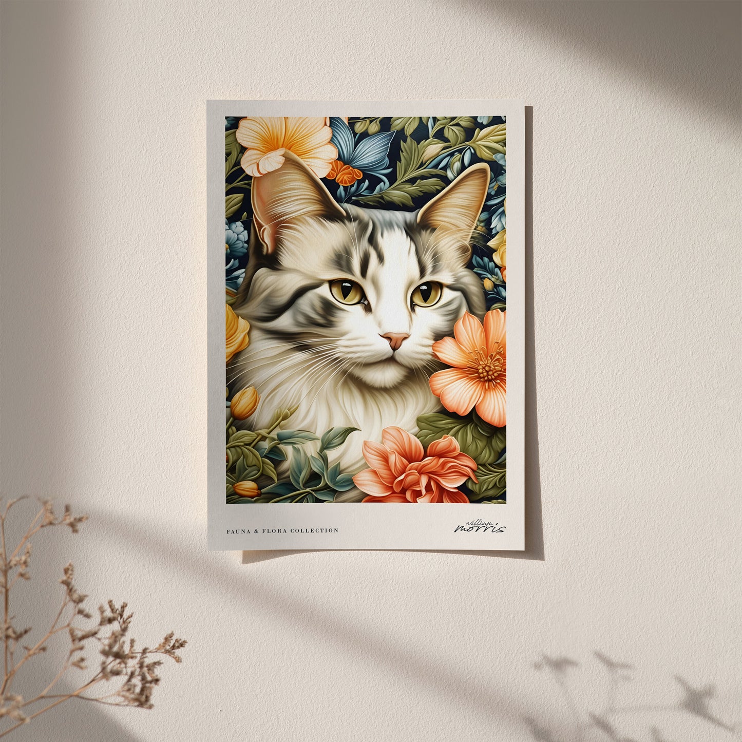 Floral Feline Elegant Cat Poster