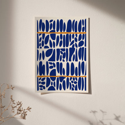 Blue Pebble Pattern Print - Abstract Wall Art