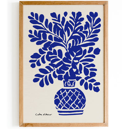 French Riviera Blue Floral Wall Art Print 2026
