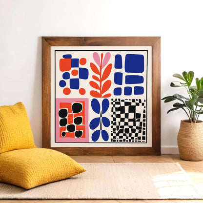 Retro Abstract Modern Art Print – Square Wall Decor