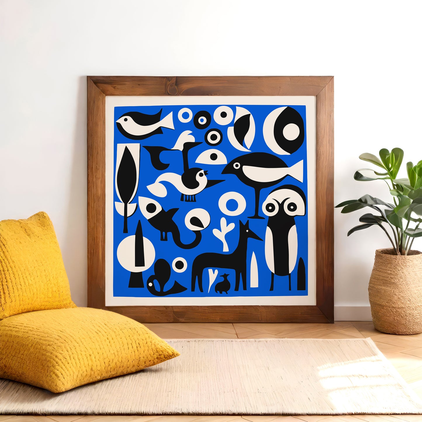 Blue Modern Cubist Animals Art Print