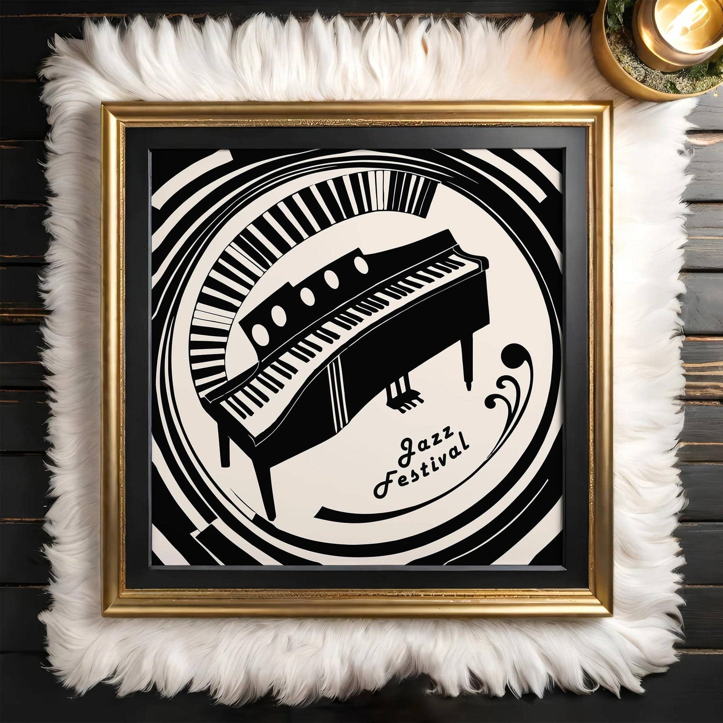 Jazz Piano Wall Art – Black & White Square Print