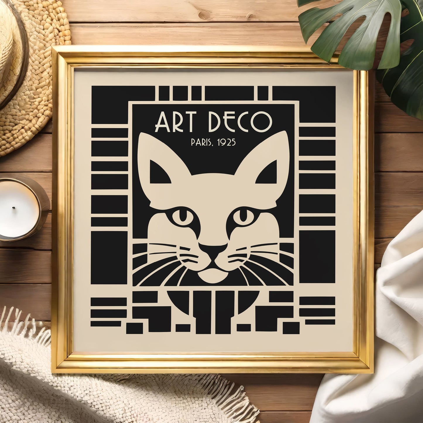 Art Deco Cat Square Print 2025