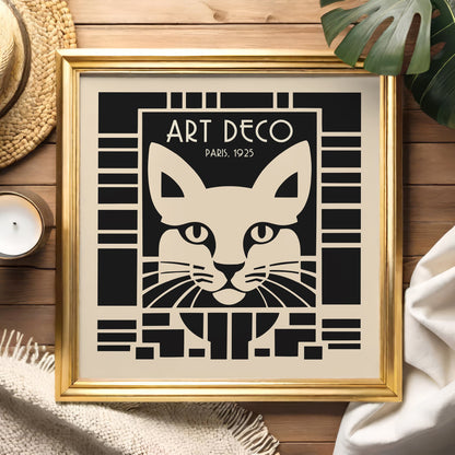 Art Deco Cat Square Print 2025